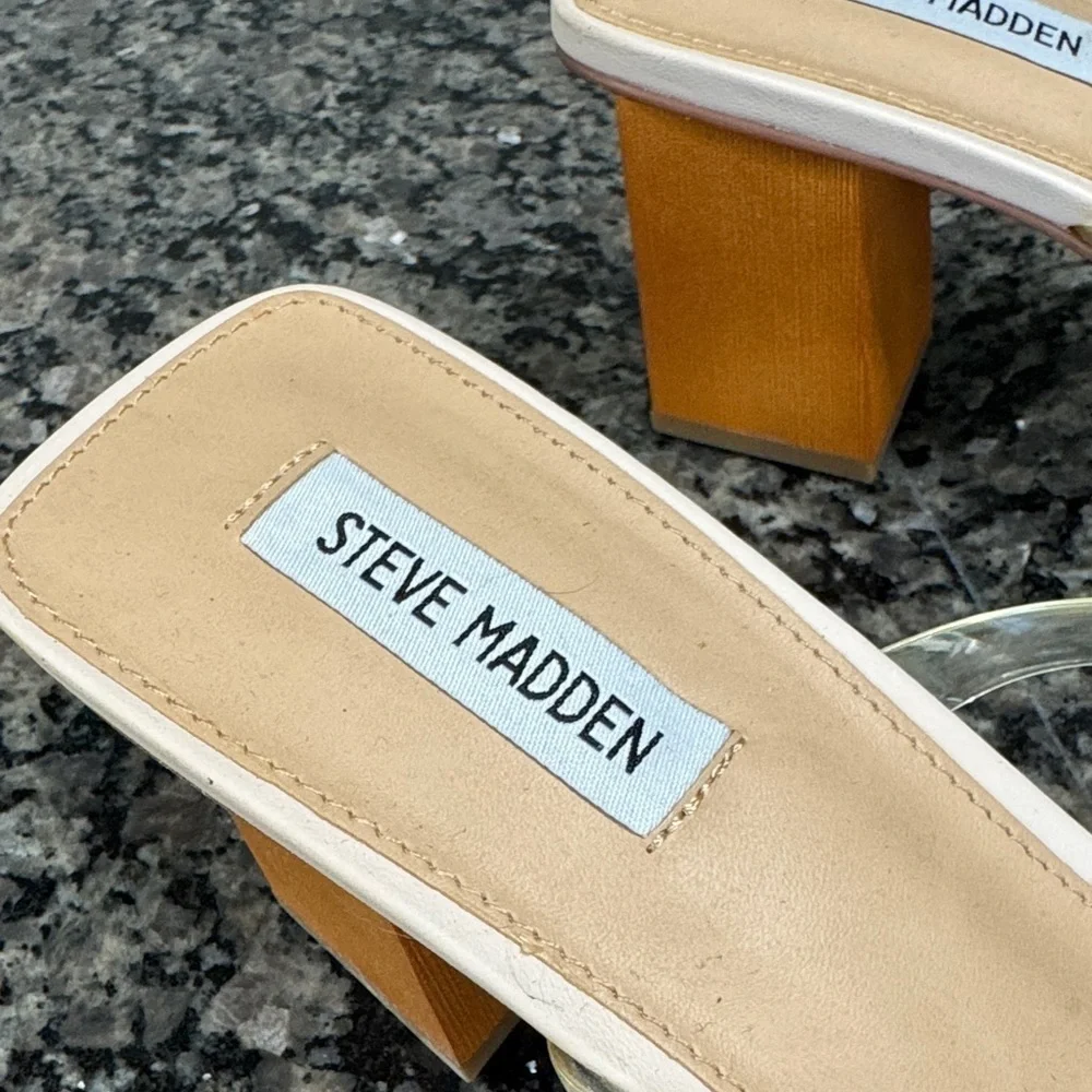 Steve Madden Clear and Nude Block Heel Sandals NWT 13